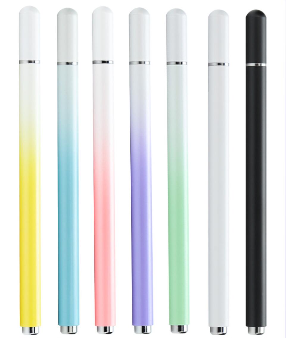 Macaron Gradient Touch Pen with Built-in Disc Dual Rubber tip Capacitive Screen Stylus