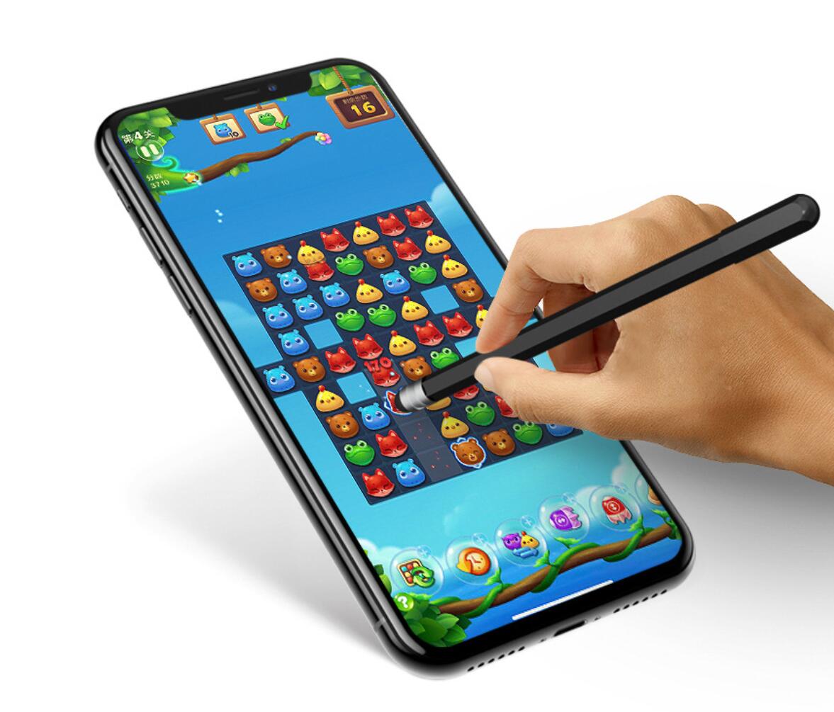 Hexagonal Pencil Shaped Silicone Ruber Tip Dual Suction Disc Stylus Phone Tablet