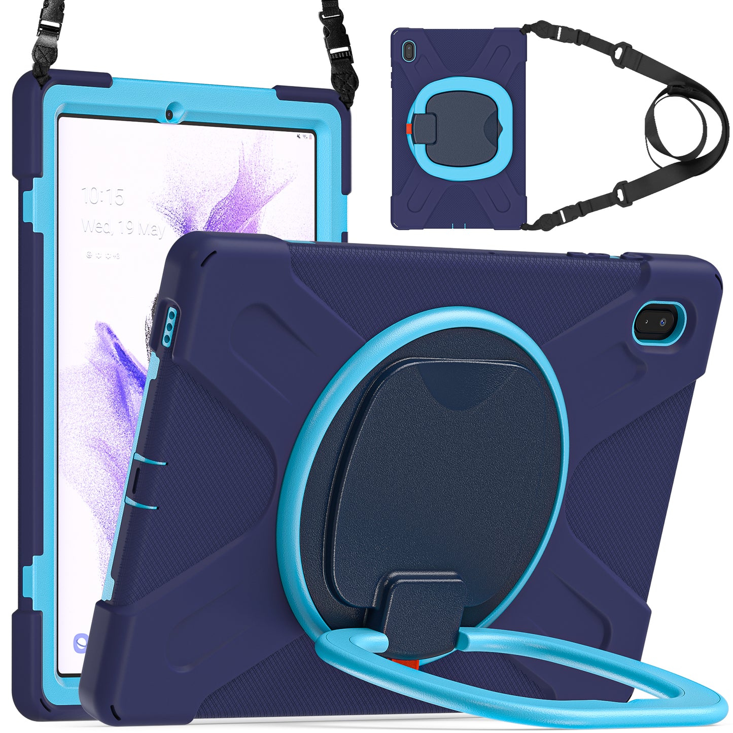 Pirate Box Galaxy Tab S8+ Case Hook Stand Rotating with Hand Holder Shoulder Strap