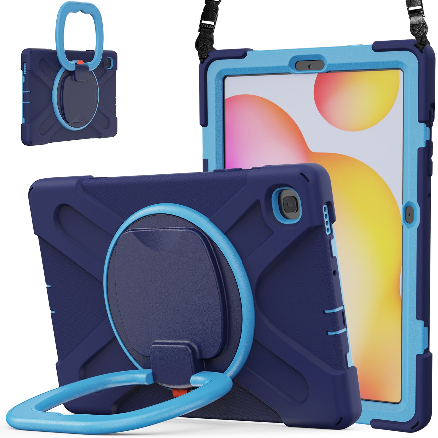Pirate Box Galaxy Tab S6 Lite Case Hook Stand Rotating Hand Holder Shoulder Strap