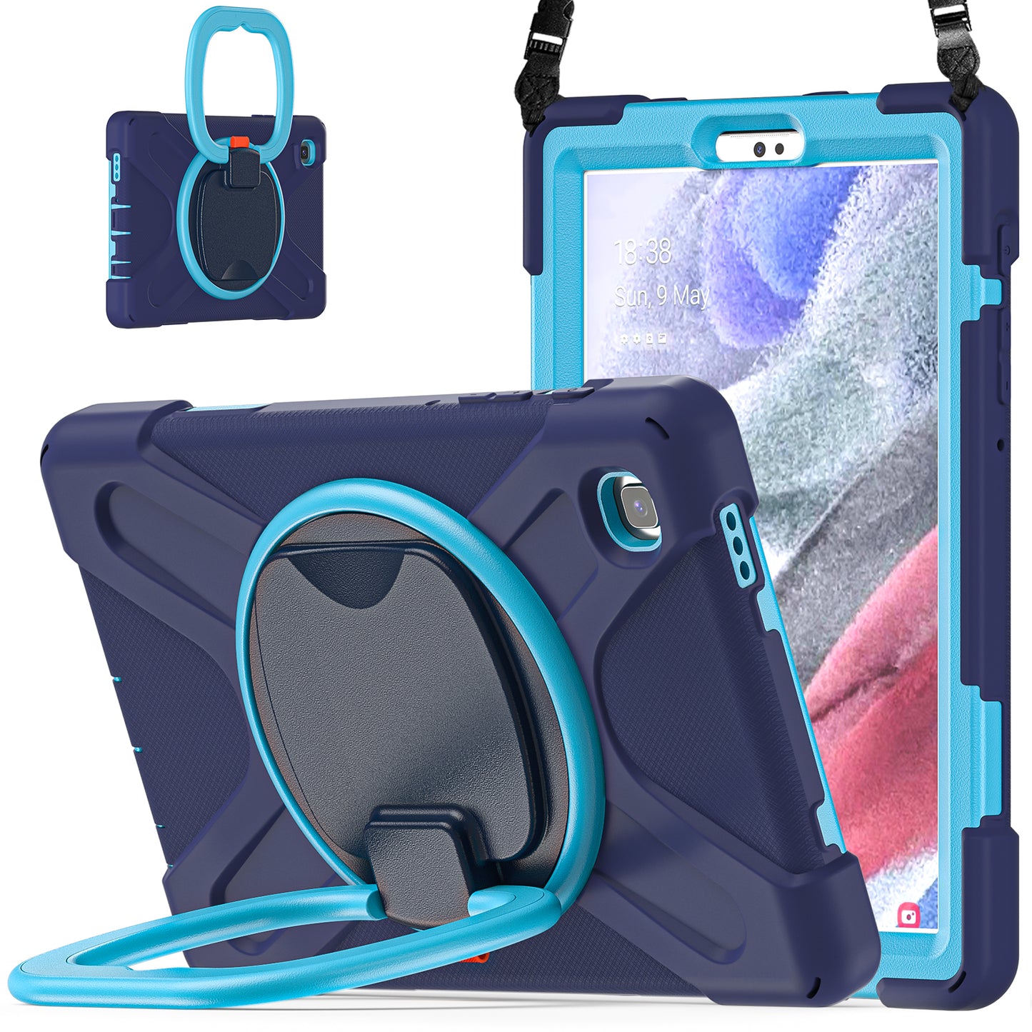 Pirate Box Galaxy Tab A7 Lite Case Hook Stand Rotating Hand Holder Shoulder Strap