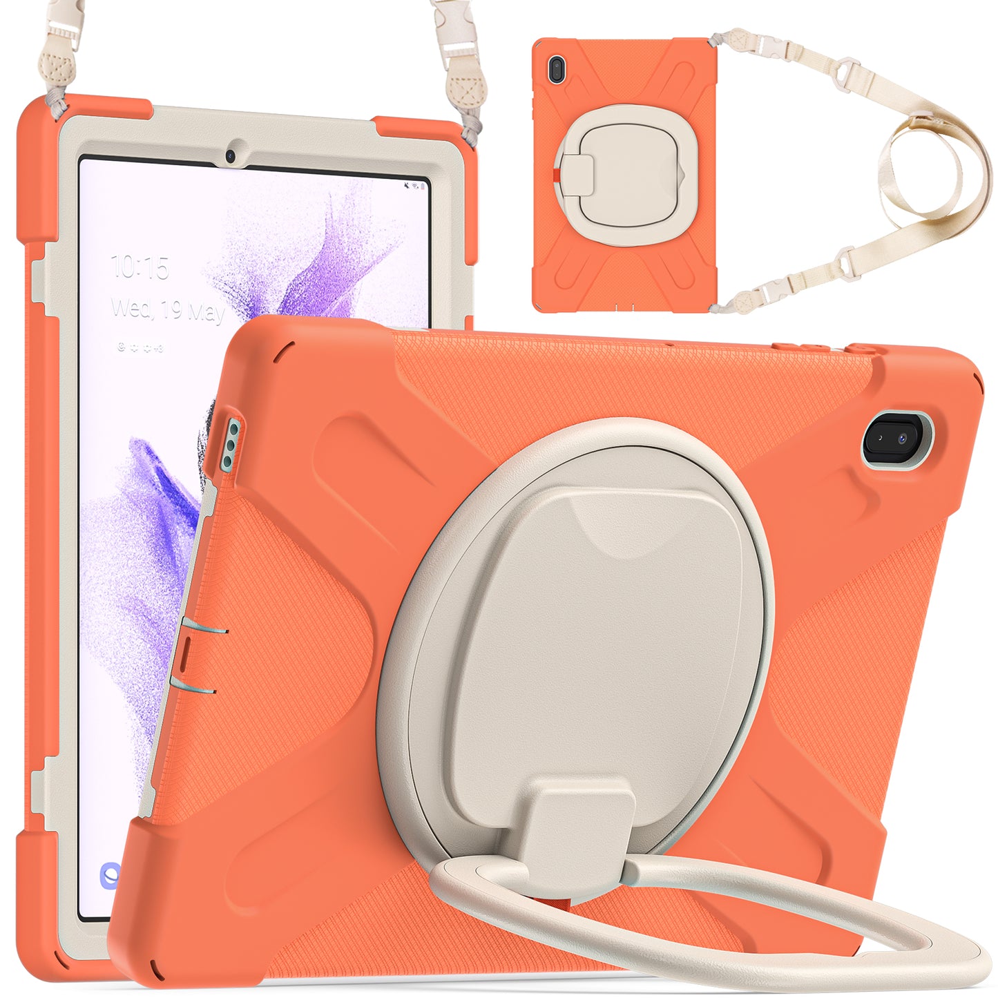 Pirate Box Galaxy Tab S8+ Case Hook Stand Rotating with Hand Holder Shoulder Strap