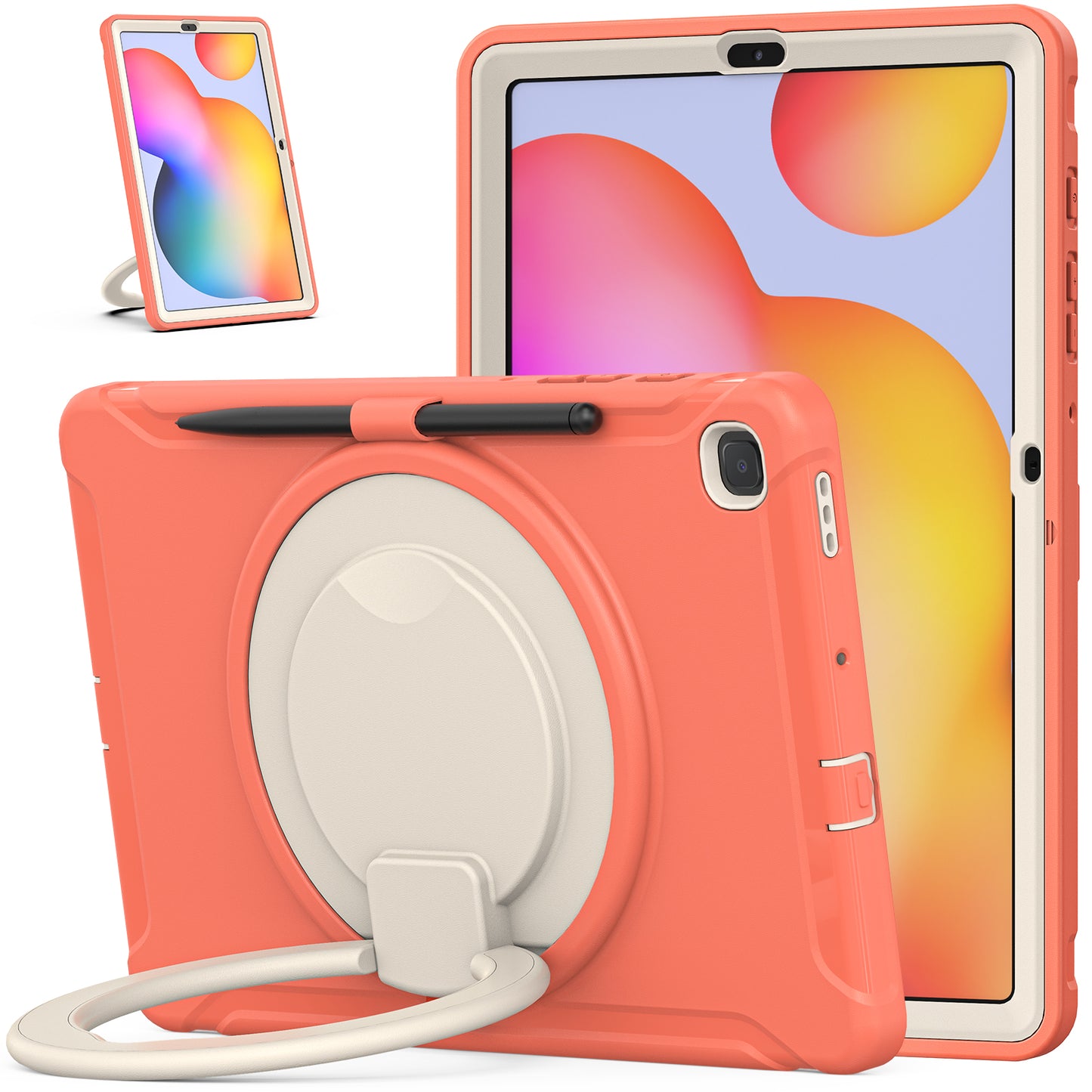 Bull Demon King Galaxy Tab S6 Lite Case 360 Rotatable Folding Handle Grip Triple