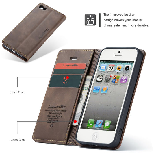 CASEME Luxury Antique iPhone 5 5s Leather Case Wallet