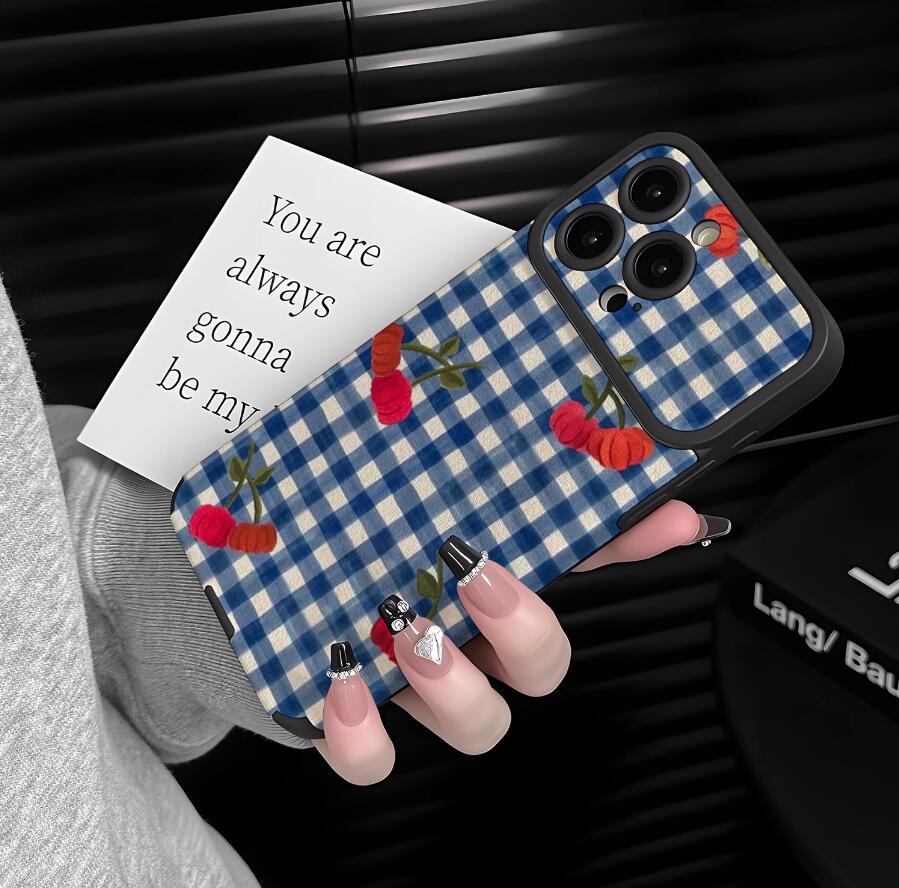 checkered-flower-grid-painting-iphone-17-pro-max-case-silicone_1