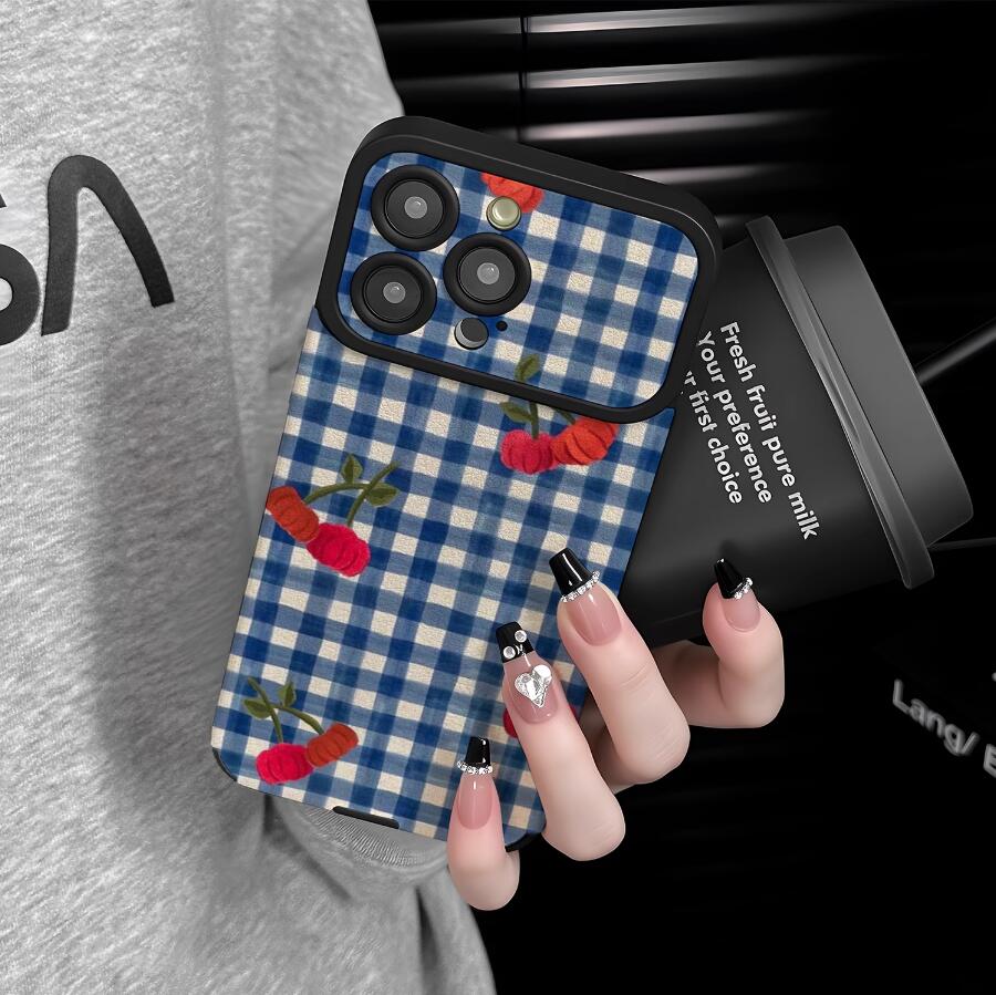 checkered-flower-grid-painting-iphone-17-pro-max-case-silicone_2