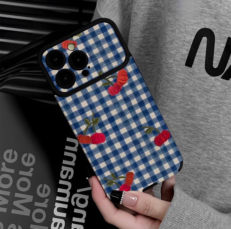 checkered-flower-grid-painting-iphone-17-pro-max-case-silicone_3