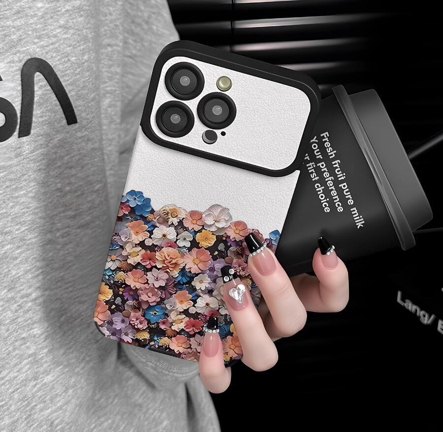 colorful-flowers-painting-iphone-17-pro-max-case-silicone-leather_2