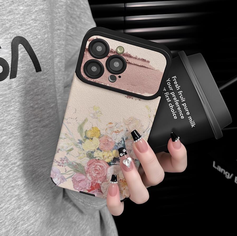 colorful-flowers-painting-iphone-17-pro-max-cover-silicone-leather_2