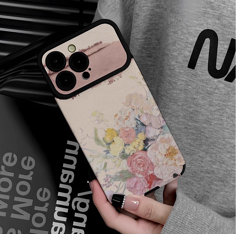 colorful-flowers-painting-iphone-17-pro-max-cover-silicone-leather_3