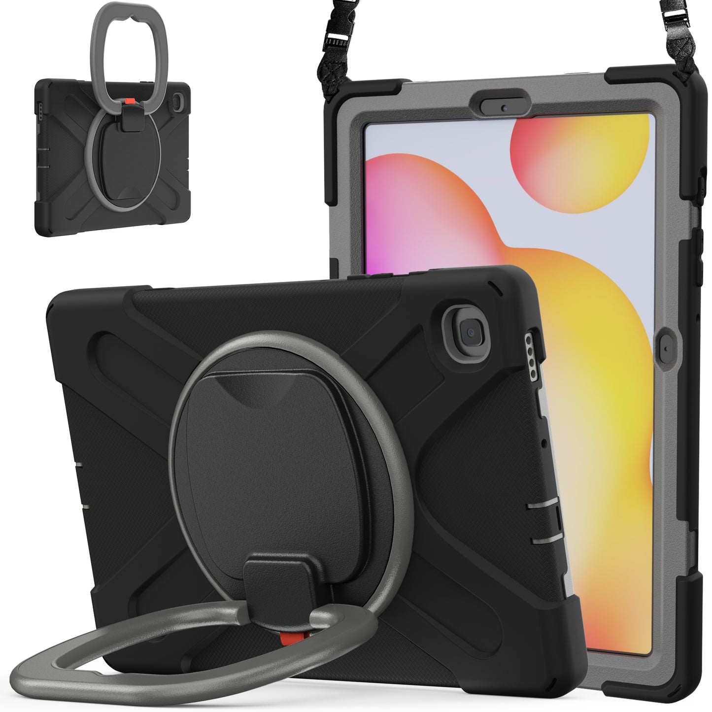 Pirate Box Galaxy Tab S6 Lite Case Hook Stand Rotating Hand Holder Shoulder Strap