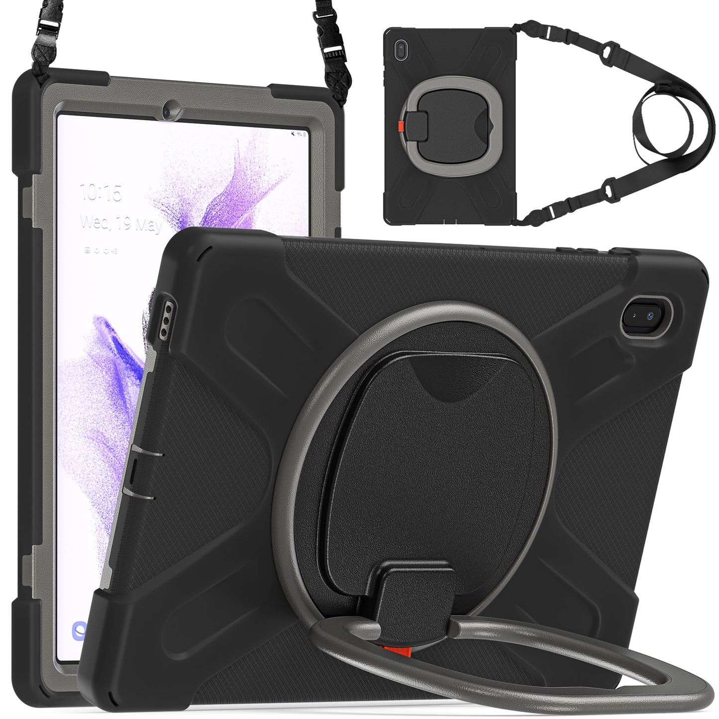Pirate Box Galaxy Tab S8+ Case Hook Stand Rotating with Hand Holder Shoulder Strap