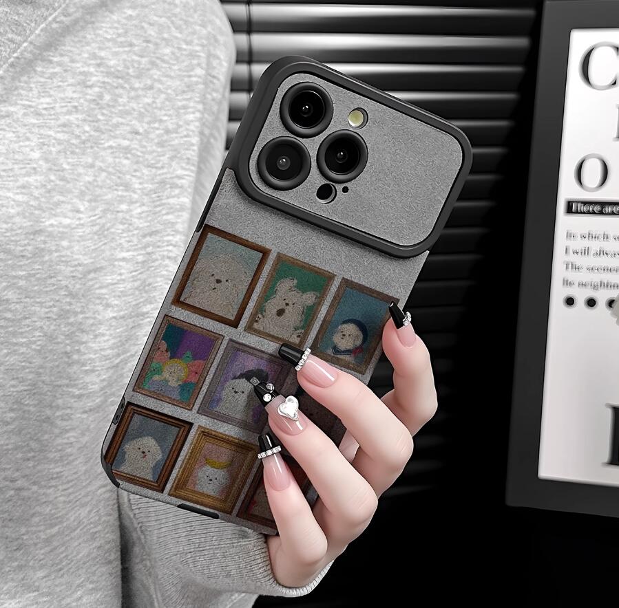 frame-scrawl-dog-pattern-iphone-17-pro-max-case-silicone-leather-2