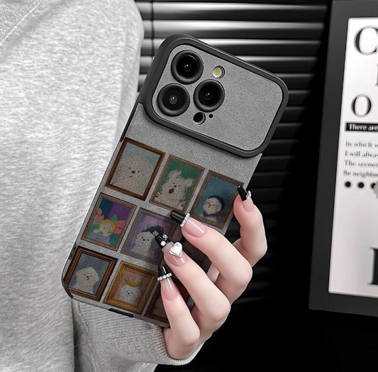 frame-scrawl-dog-pattern-iphone-17-pro-max-case-silicone-leather-2