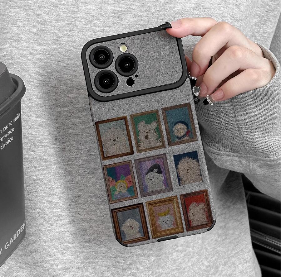 frame-scrawl-dog-pattern-iphone-17-pro-max-case-silicone-leather-3