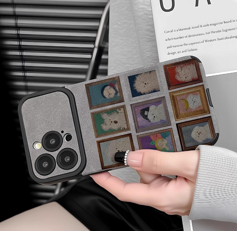 frame-scrawl-dog-pattern-iphone-17-pro-max-case-silicone-leather-6