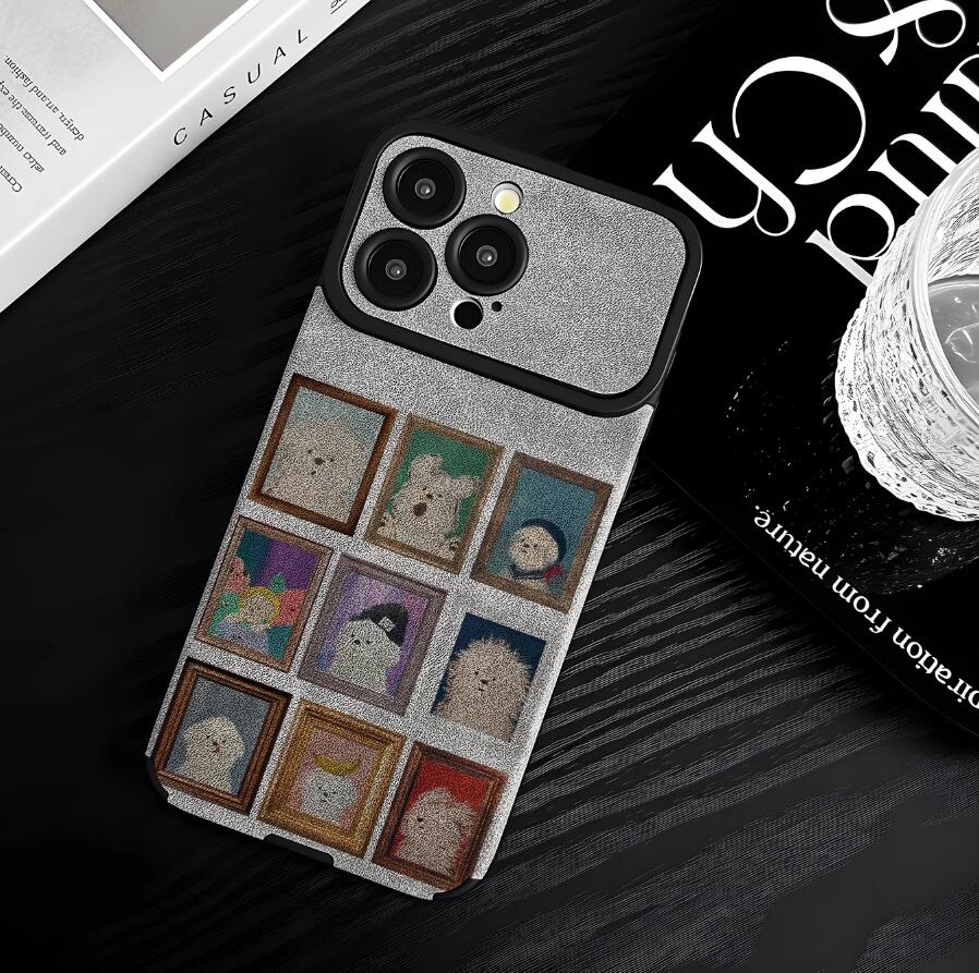 frame-scrawl-dog-pattern-iphone-17-pro-max-case-silicone-leather-7