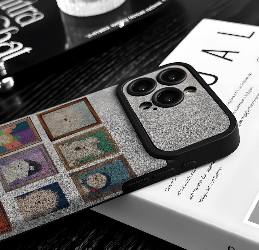 frame-scrawl-dog-pattern-iphone-17-pro-max-case-silicone-leather-9