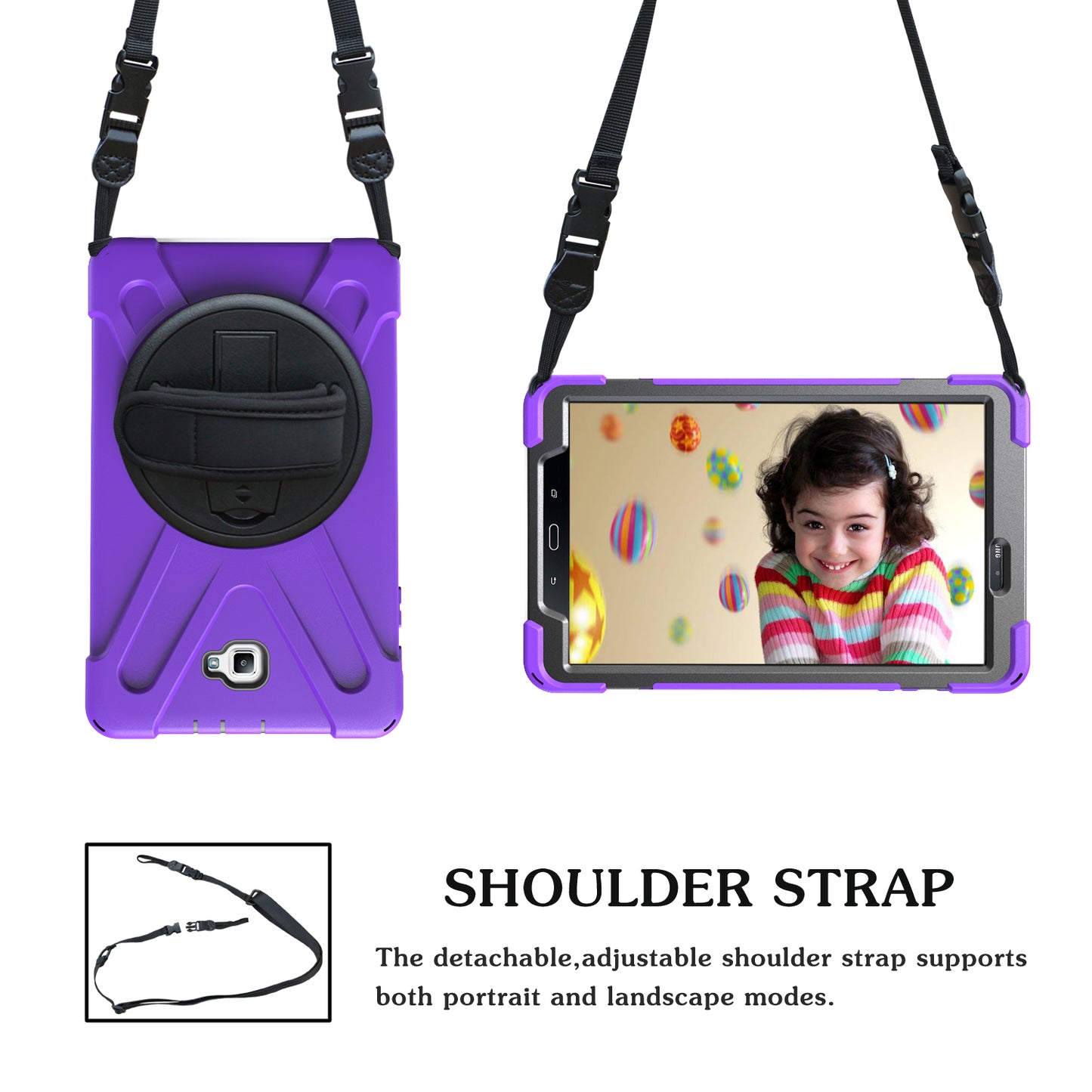 Pirate King Galaxy Tab A 10.1 (2017) Case 360 Rotating Stand Shoulder Strap