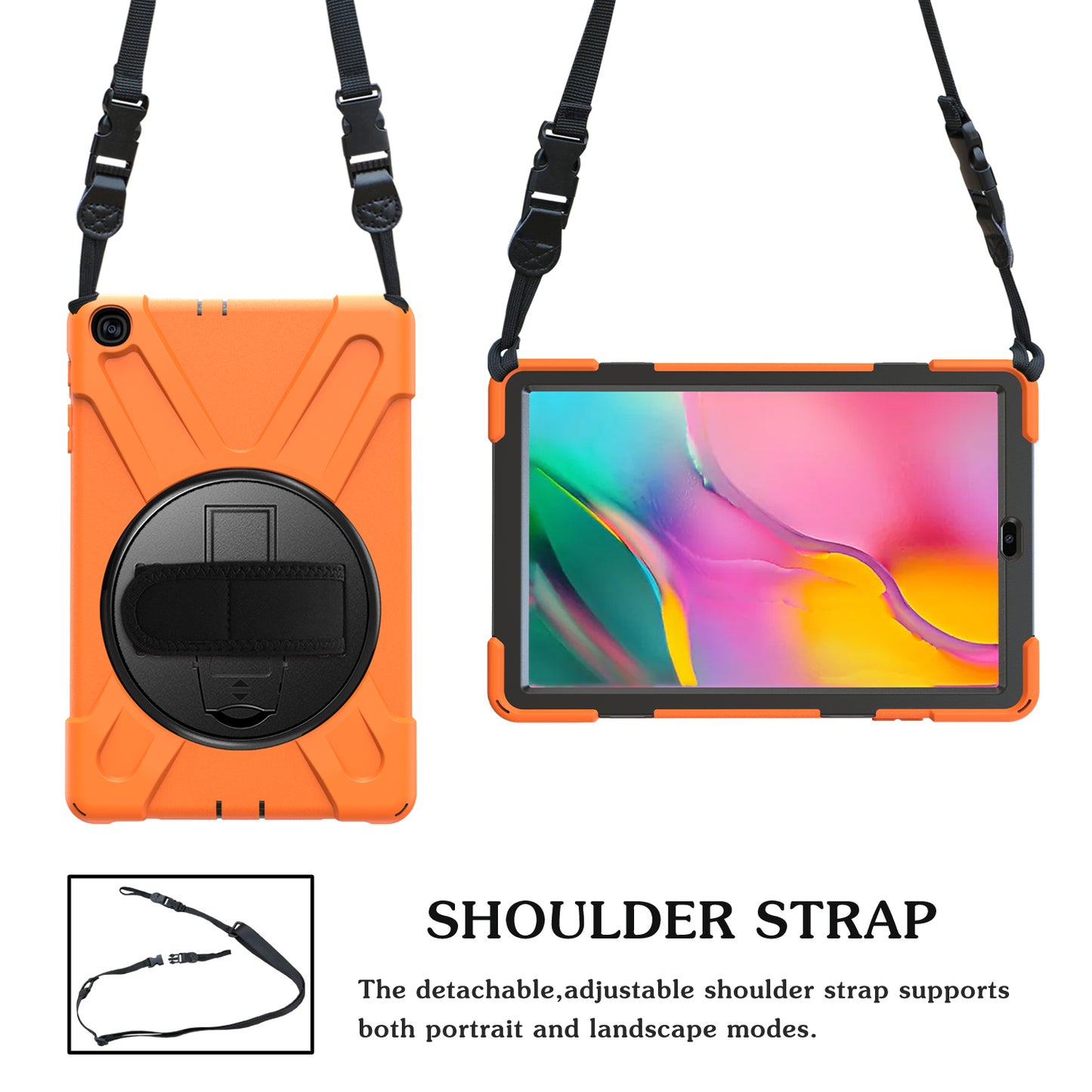 Pirate King Galaxy Tab A 10.1 (2019) Case 360 Rotating Stand Shoulder Strap