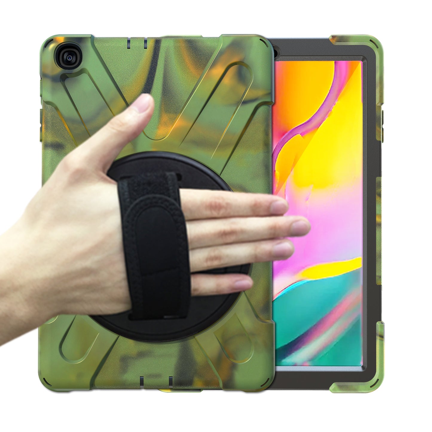 Pirate King Galaxy Tab A 10.1 (2019) Case 360 Rotating Stand Shoulder Strap