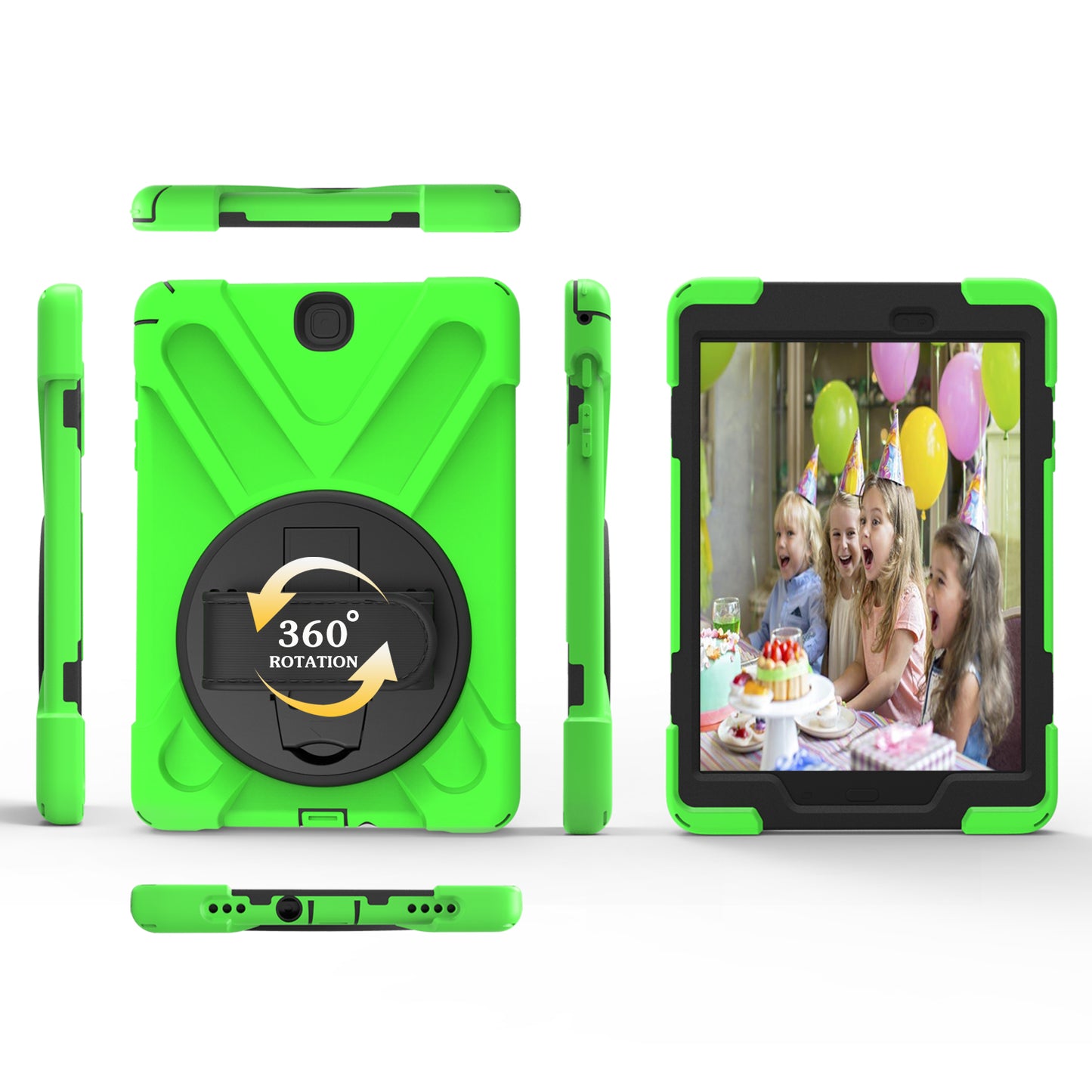 Pirate King Galaxy Tab A 9.7 (2015) Case 360 Rotating Stand Shoulder Strap