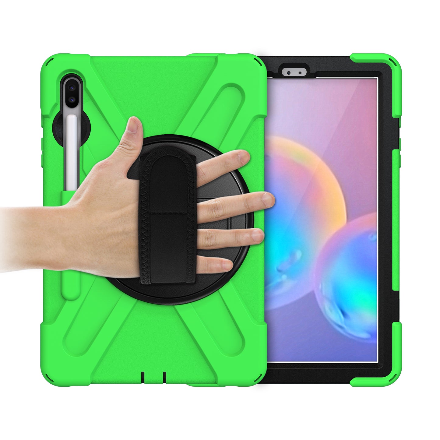 Pirate King Galaxy Tab S6 Case 360 Rotating Stand with Hand Holder Shoulder Strap