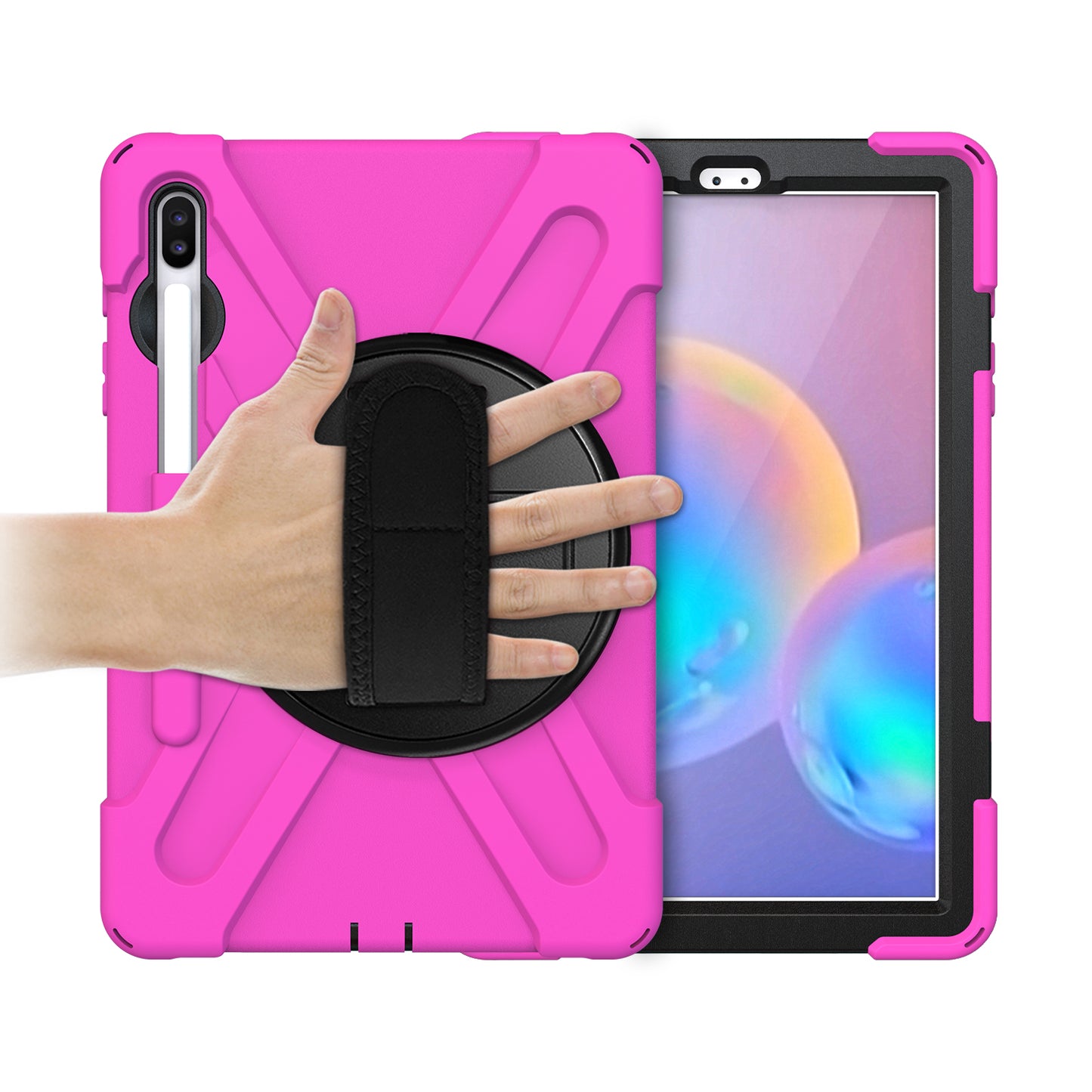 Pirate King Galaxy Tab S6 Case 360 Rotating Stand with Hand Holder Shoulder Strap
