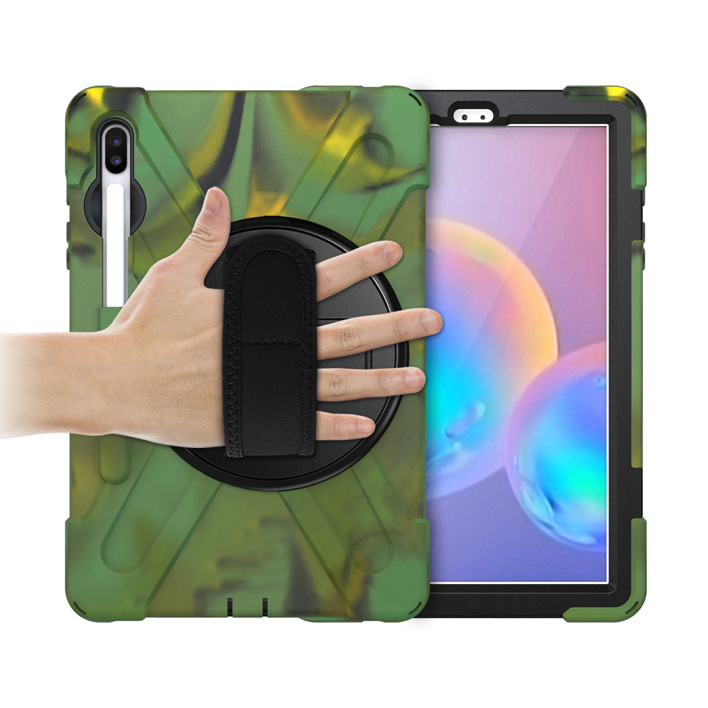 Pirate King Galaxy Tab S6 Case 360 Rotating Stand with Hand Holder Shoulder Strap