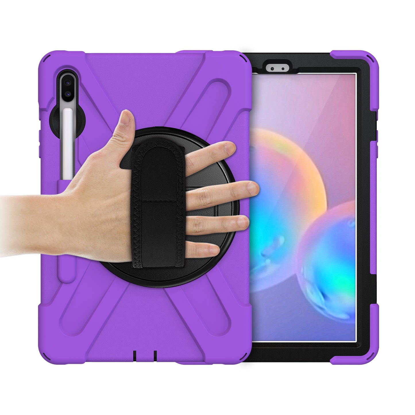 Pirate King Galaxy Tab S6 Case 360 Rotating Stand with Hand Holder Shoulder Strap