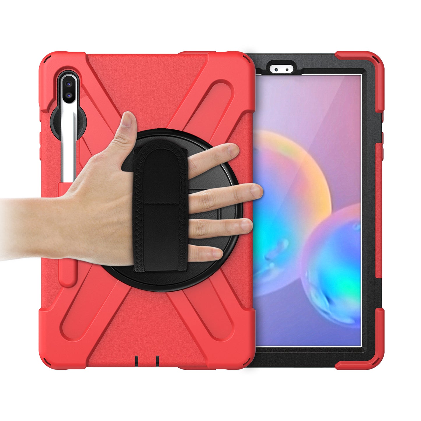 Pirate King Galaxy Tab S6 Case 360 Rotating Stand with Hand Holder Shoulder Strap
