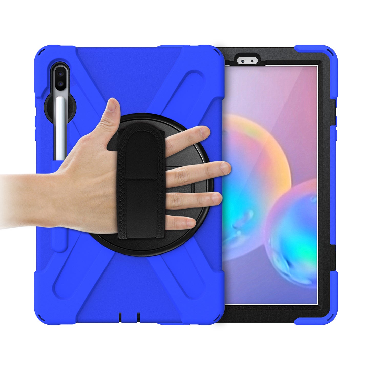 Pirate King Galaxy Tab S6 Case 360 Rotating Stand with Hand Holder Shoulder Strap
