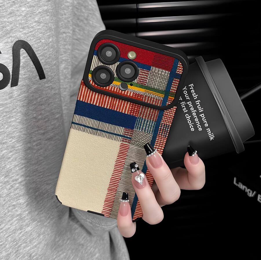 gingham-grid-painting-iphone-17-pro-max-case-silicone_2