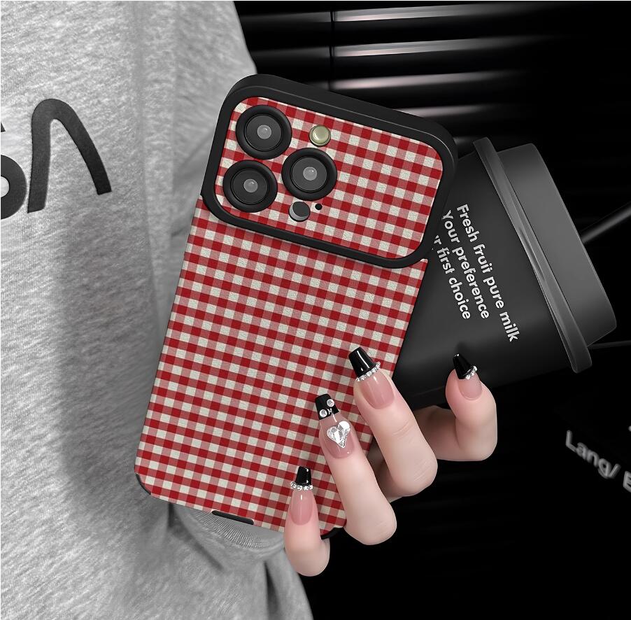 gingham-grid-red-painting-iphone-17-pro-max-case-silicone_1