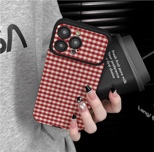 gingham-grid-red-painting-iphone-17-pro-max-case-silicone_1