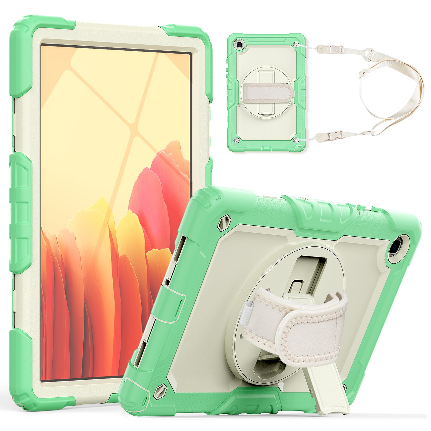 HUIXIANG Tough Strap Galaxy Tab A7 Case Built-in Screen Protector