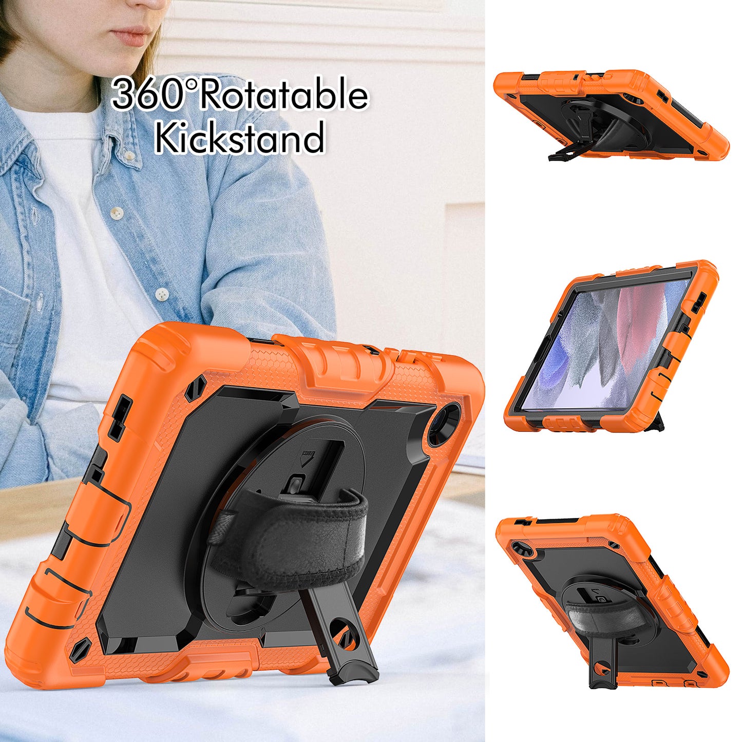 HUIXIANG Tough Strap Galaxy Tab A7 Lite Case Built-in Screen Protector