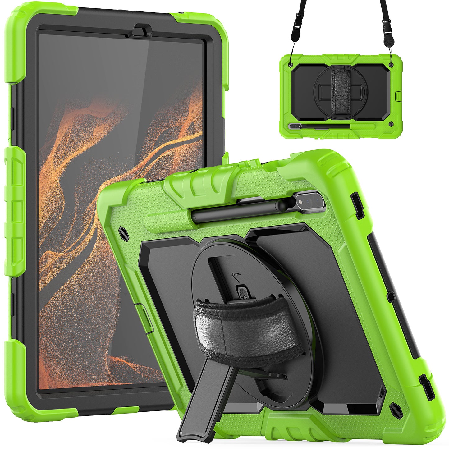 HUIXIANG Tough Strap Galaxy Tab S8 Case Built-in Screen Protector