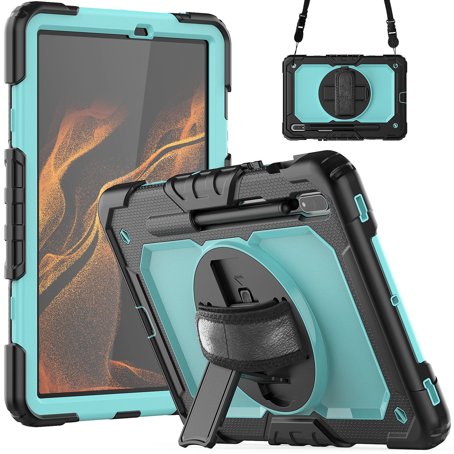 HUIXIANG Tough Strap Galaxy Tab S8 Case Built-in Screen Protector