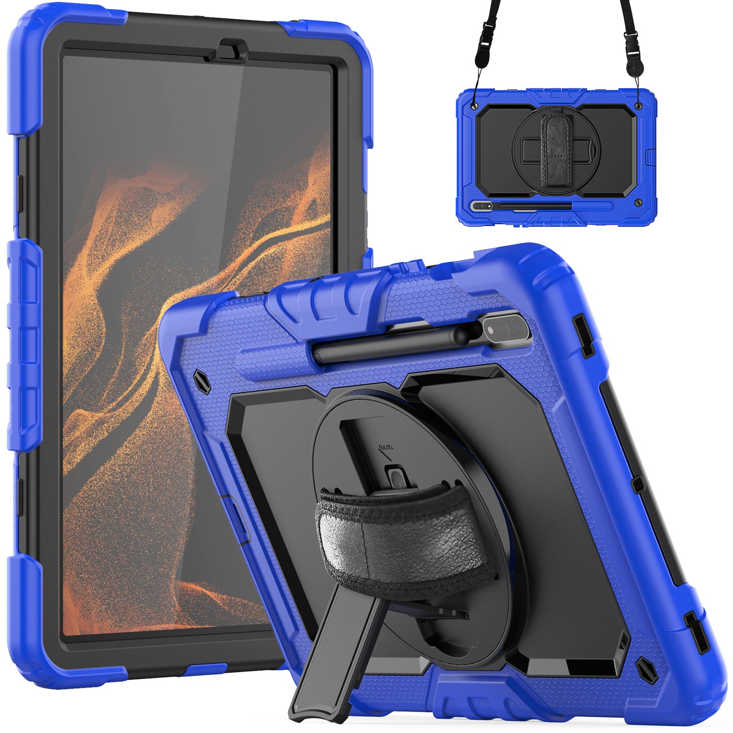 HUIXIANG Tough Strap Galaxy Tab S8 Case Built-in Screen Protector