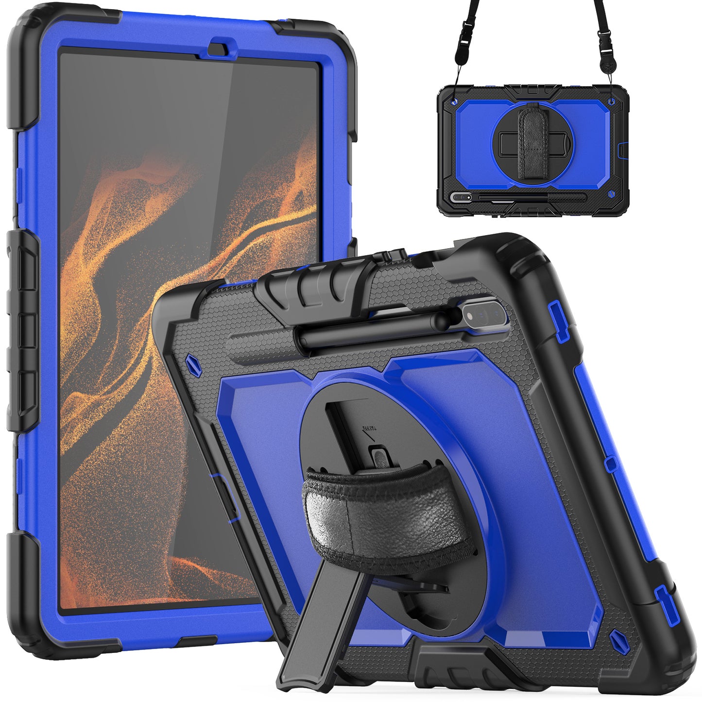 HUIXIANG Tough Strap Galaxy Tab S8 Case Built-in Screen Protector