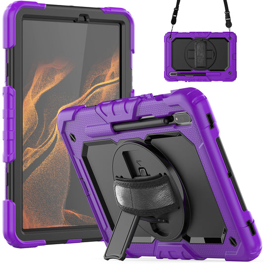 HUIXIANG Tough Strap Galaxy Tab S8 Case Built-in Screen Protector