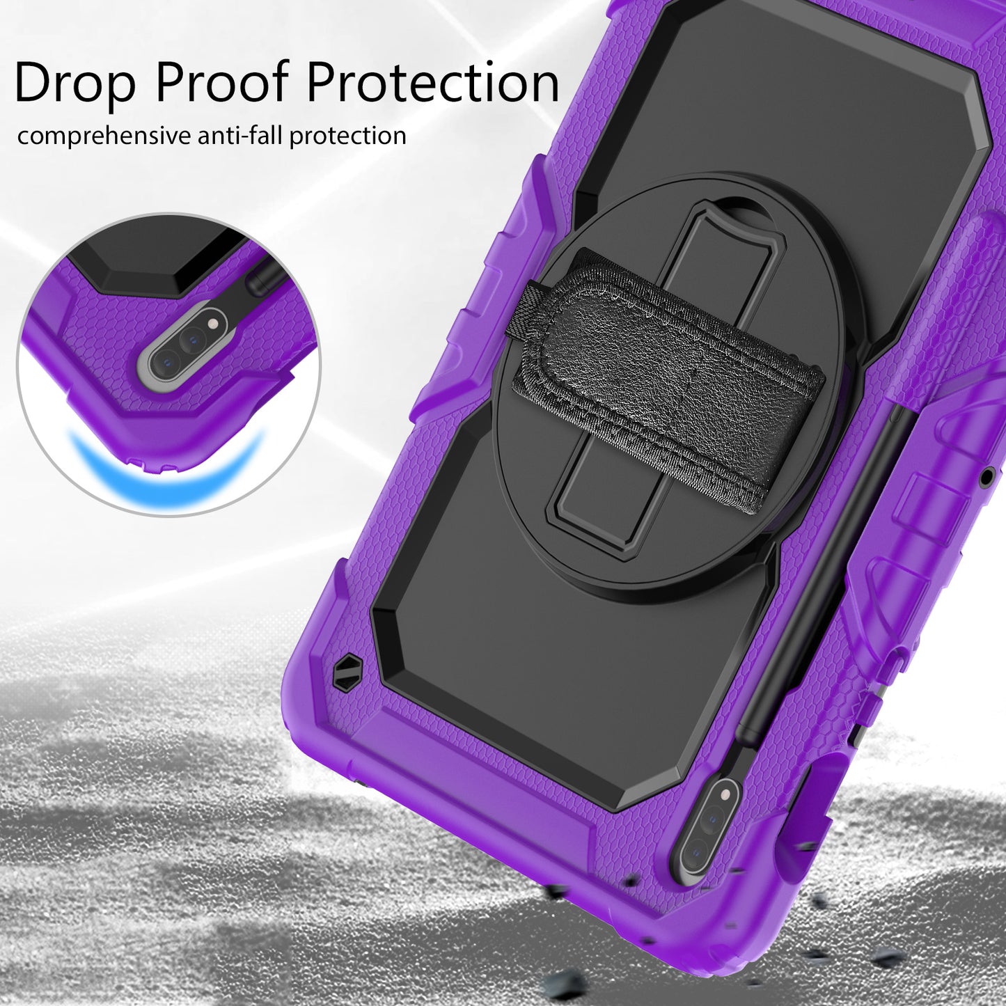 HUIXIANG Tough Strap Galaxy Tab S8 Case Built-in Screen Protector