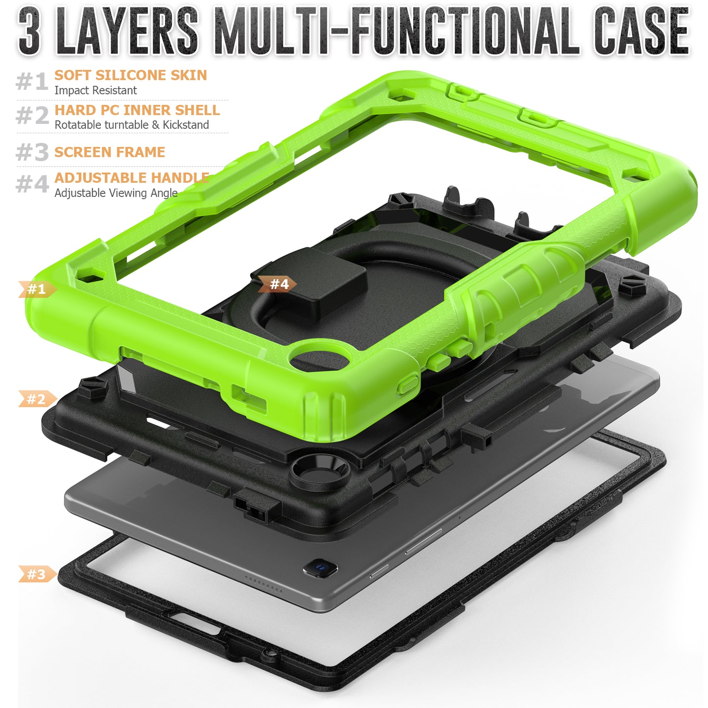 SHELLBOX Tough Handle Grip Hook Galaxy Tab A7 Lite Case