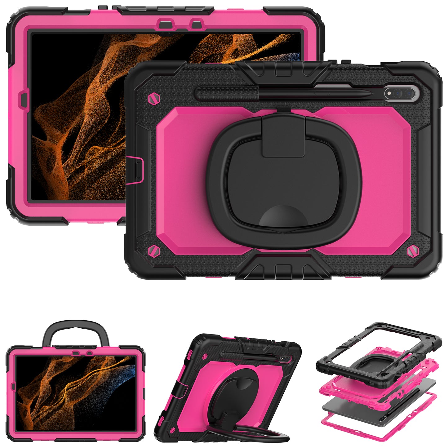 SHELLBOX Tough Handle Grip Hook Galaxy Tab S8 Case