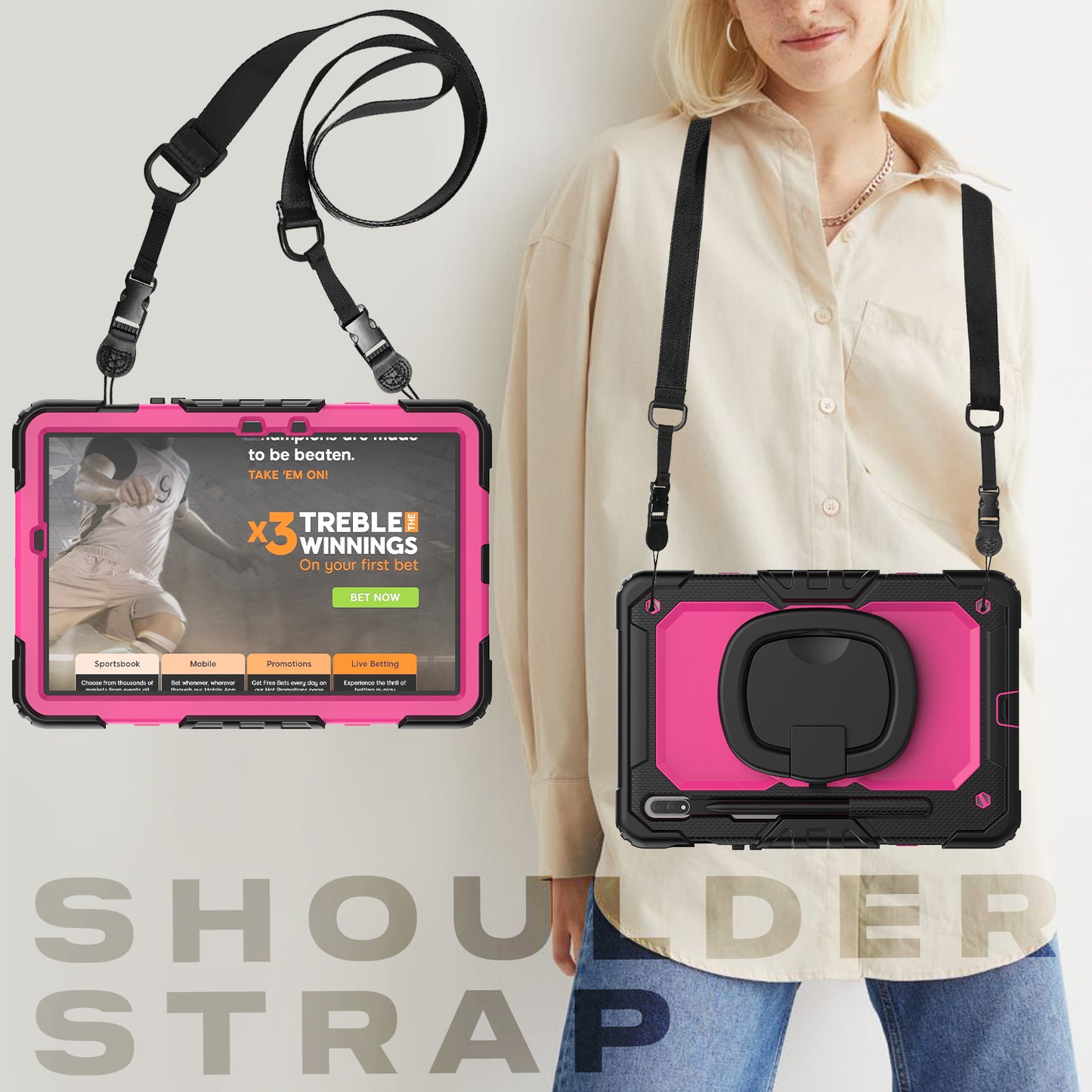 SHELLBOX Tough Handle Grip Hook Galaxy Tab S8 Case