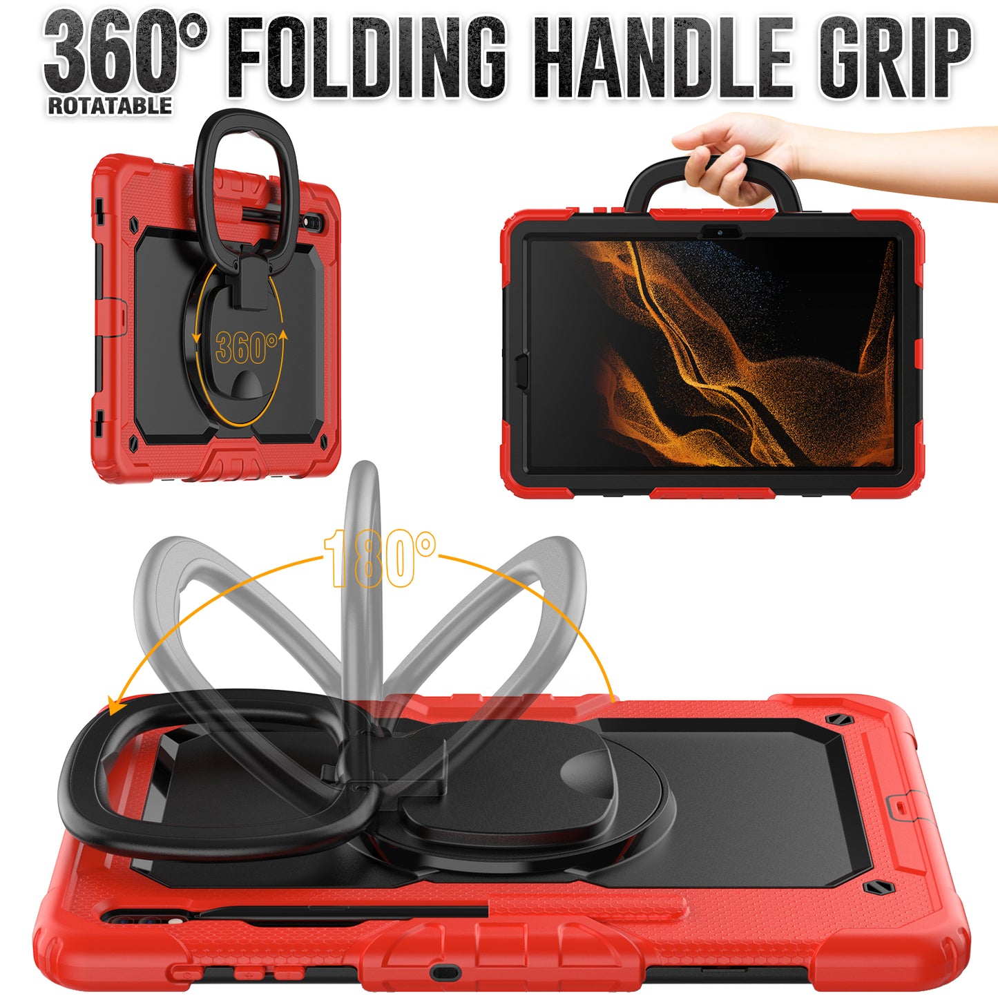 SHELLBOX Tough Handle Grip Hook Galaxy Tab S8 Plus Case