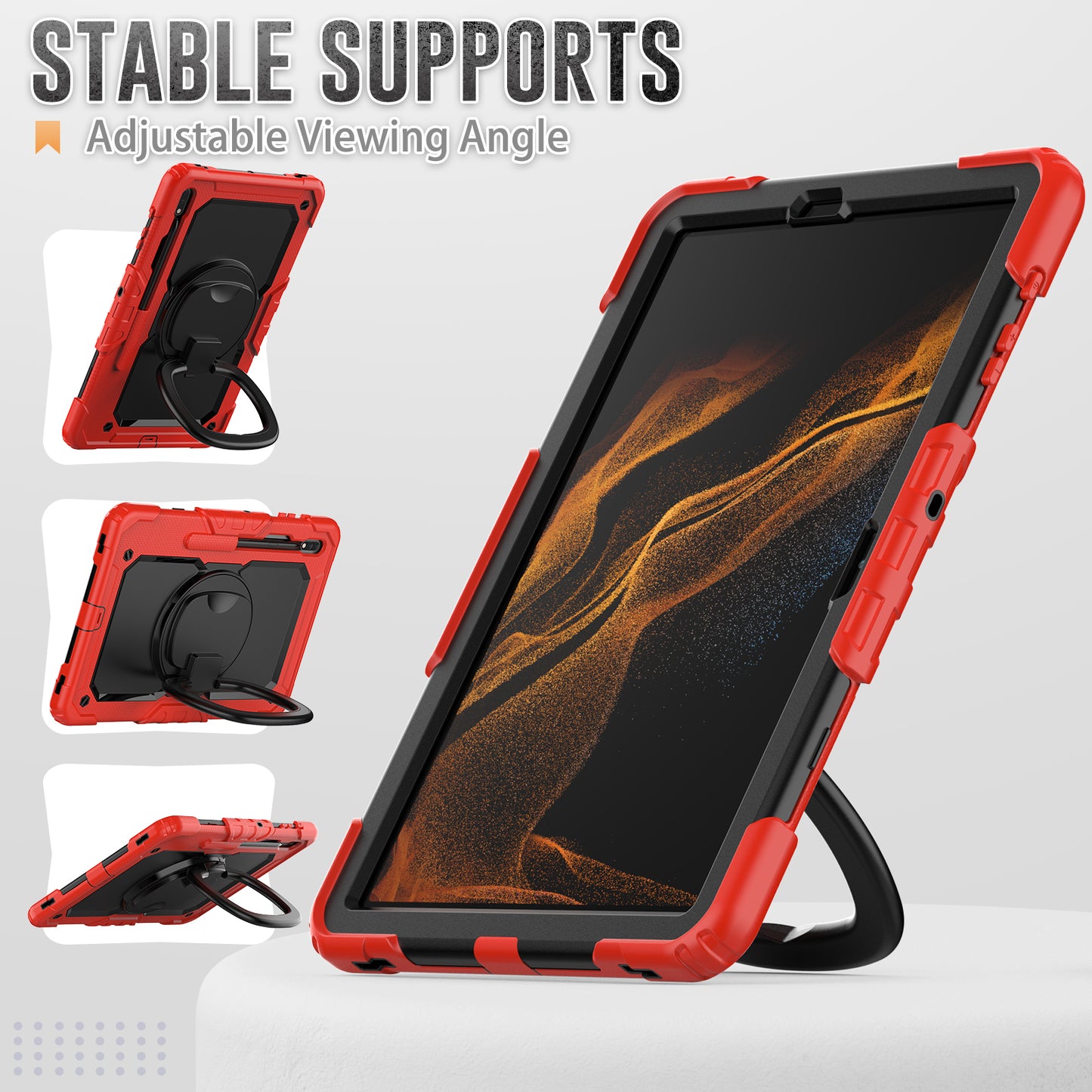 SHELLBOX Tough Handle Grip Hook Galaxy Tab S8 Plus Case