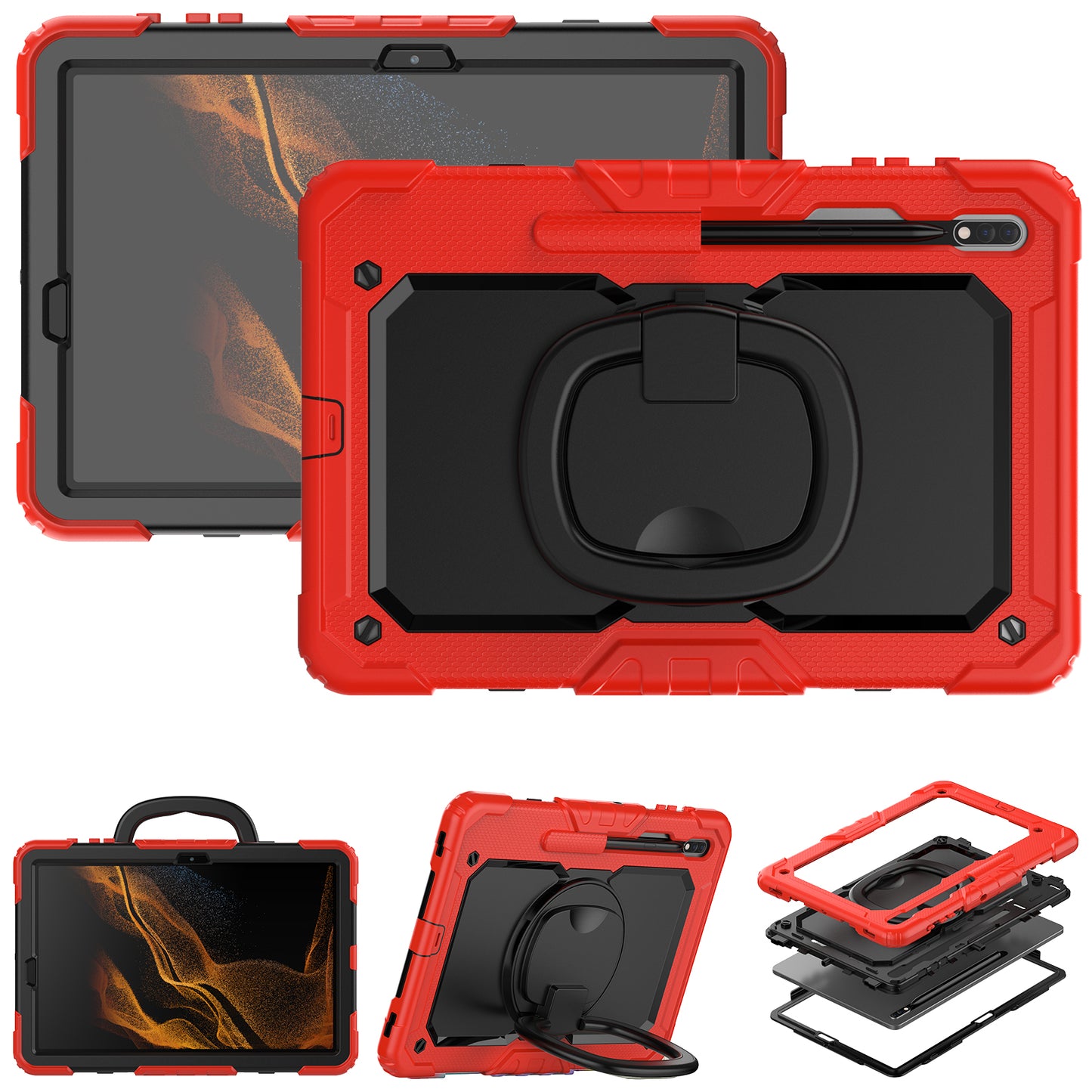 SHELLBOX Tough Handle Grip Hook Galaxy Tab S8 Plus Case