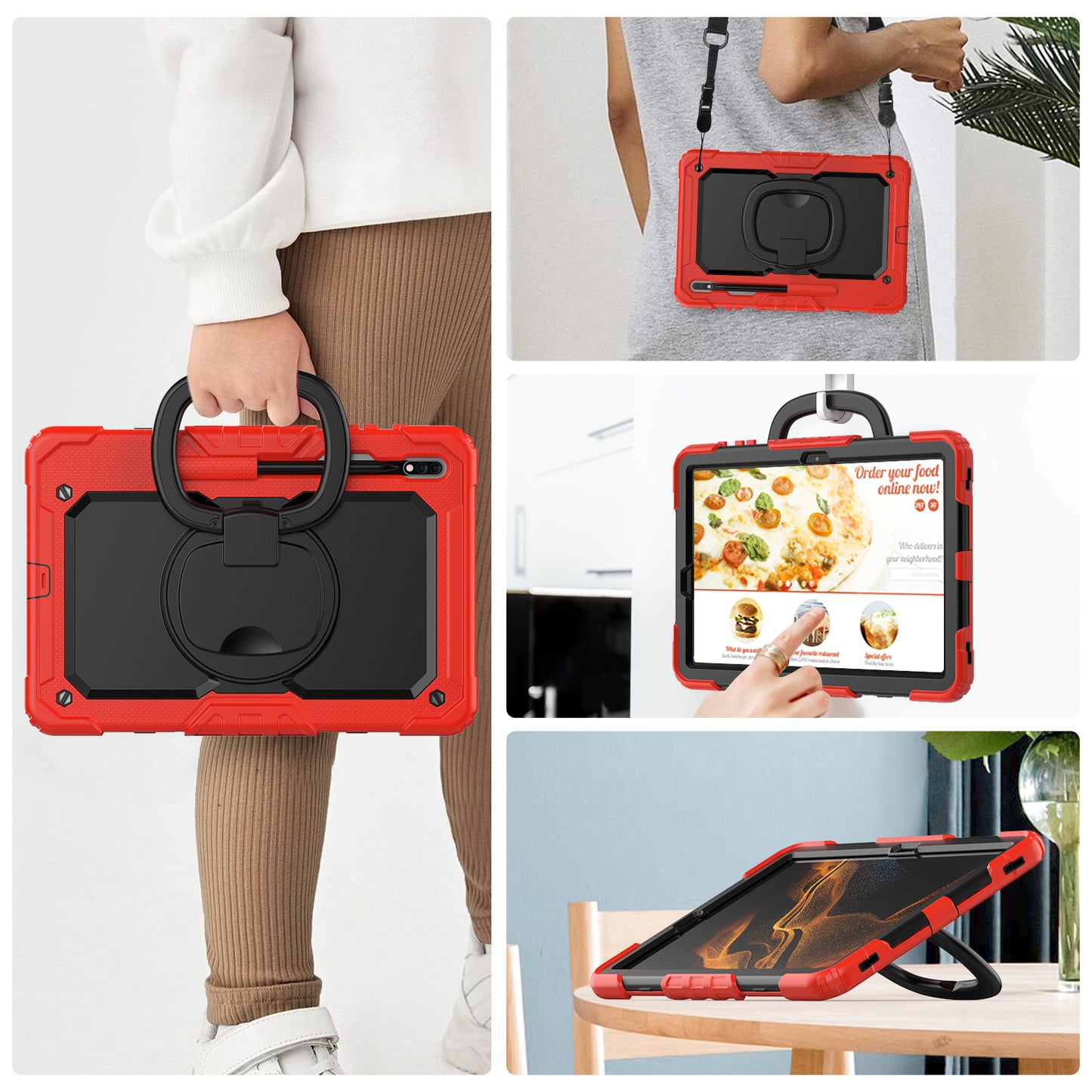 SHELLBOX Tough Handle Grip Hook Galaxy Tab S8 Plus Case
